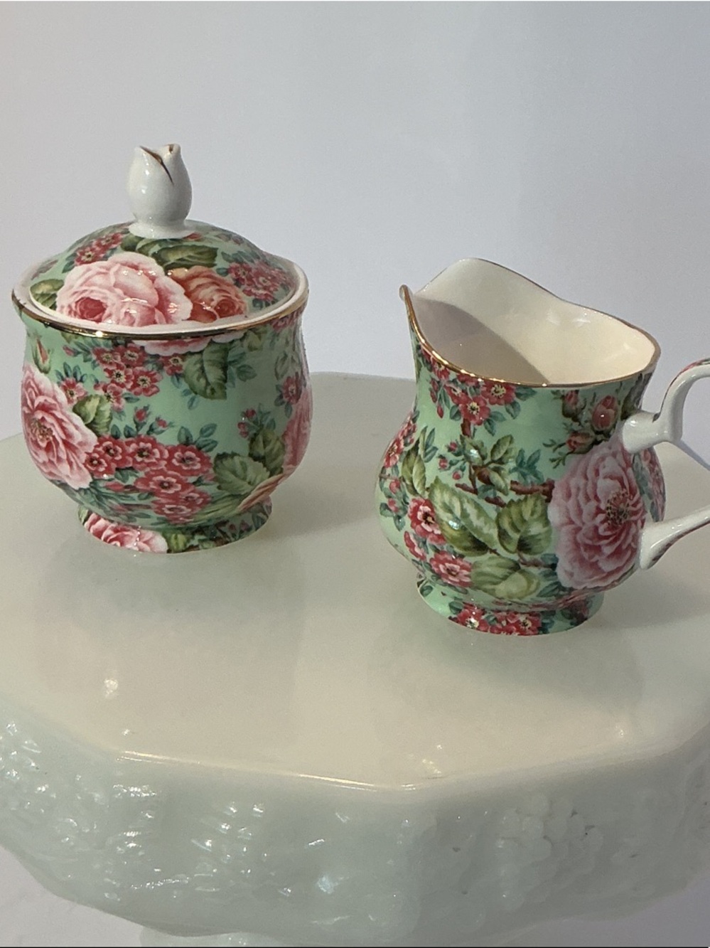 Edwardian Collection England creamer and sugar bowl